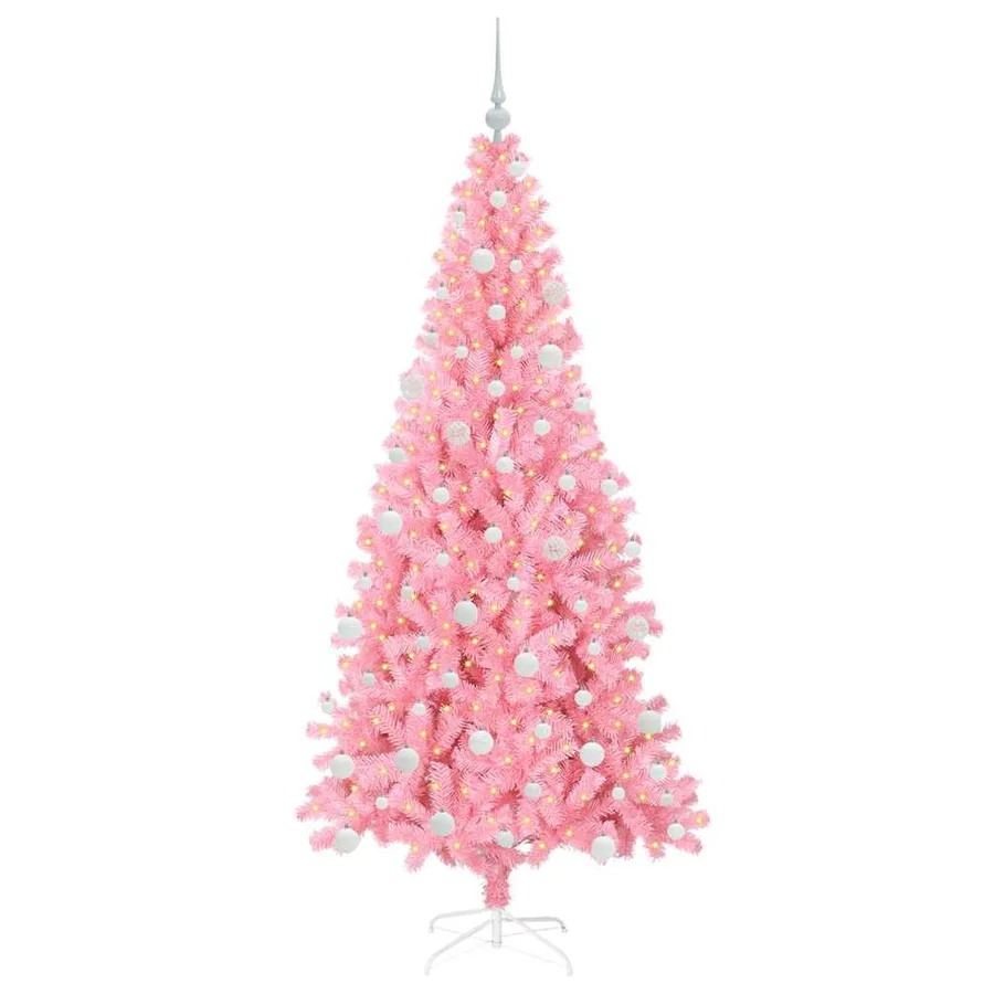 Sapin de Noël avec 300 LED avec support Rose 180 cm PVC - 3