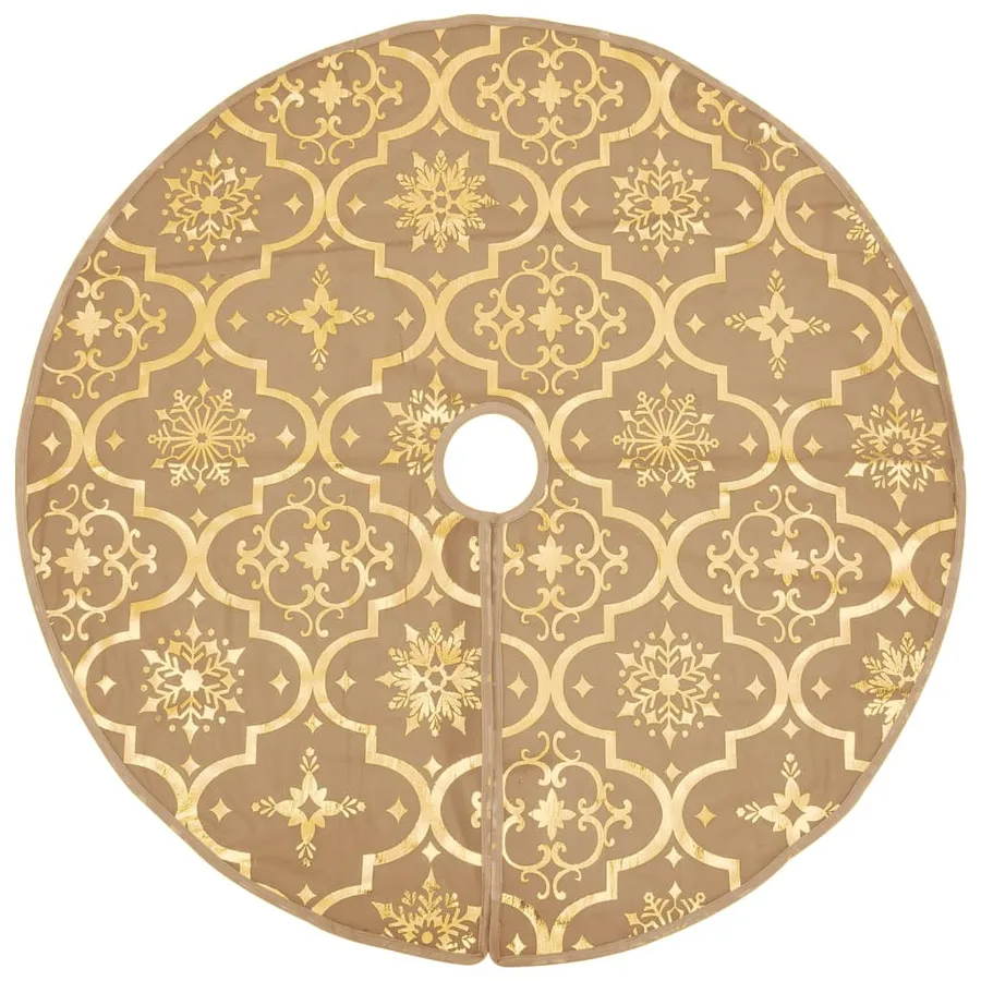 Jupe de sapin de Noël de luxe avec chaussette Jaune 122cm Tissu - 3