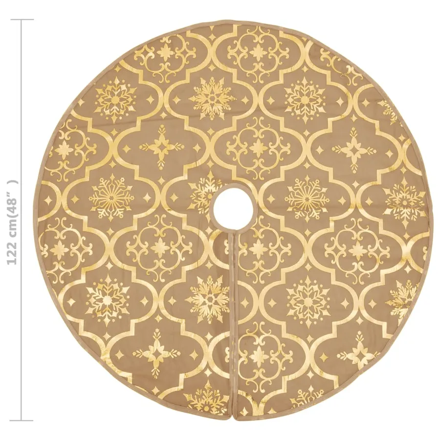 Jupe de sapin de Noël de luxe avec chaussette Jaune 122cm Tissu - 8