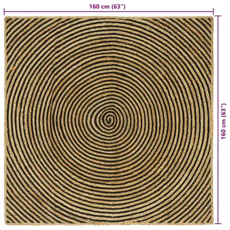 Tapis de surface Noir 160 x 160 cm Jute - 9
