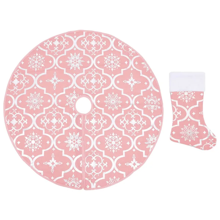 Jupe de sapin de Noël de luxe avec chaussette Rose 122 cm Tissu - 2