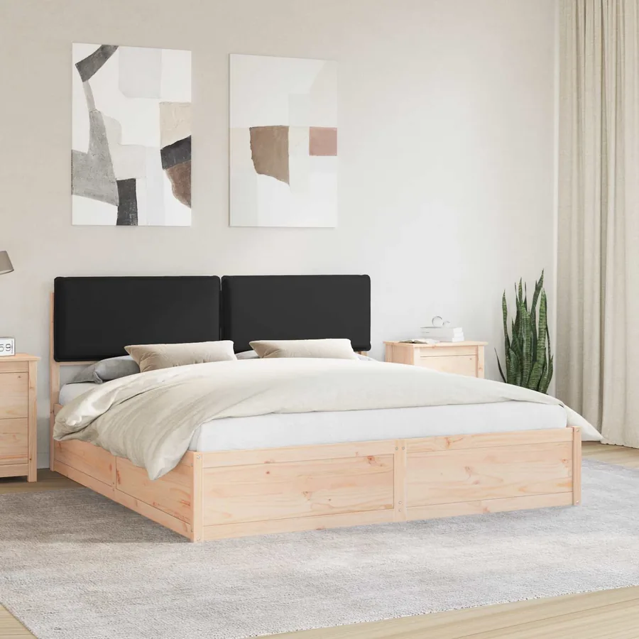 Cadre de lit avec tête de lit rembourrée Noir 180 x 200 cm