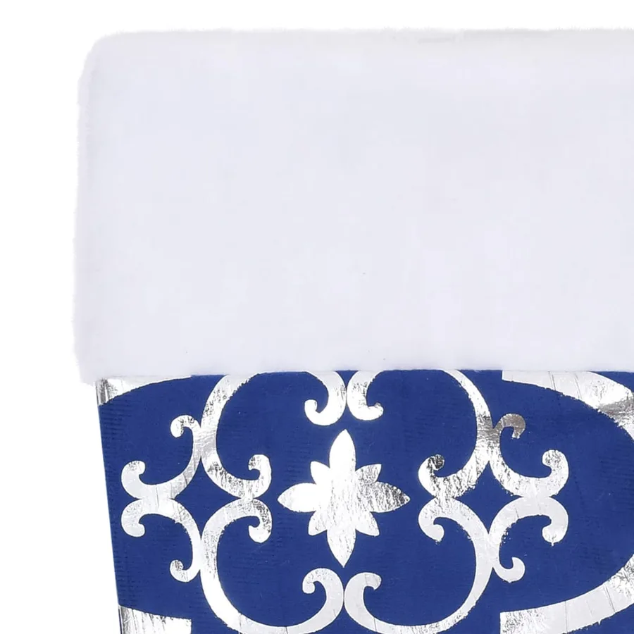 Jupe de sapin de Noël de luxe avec chaussette Bleu 122 cm Tissu - 7