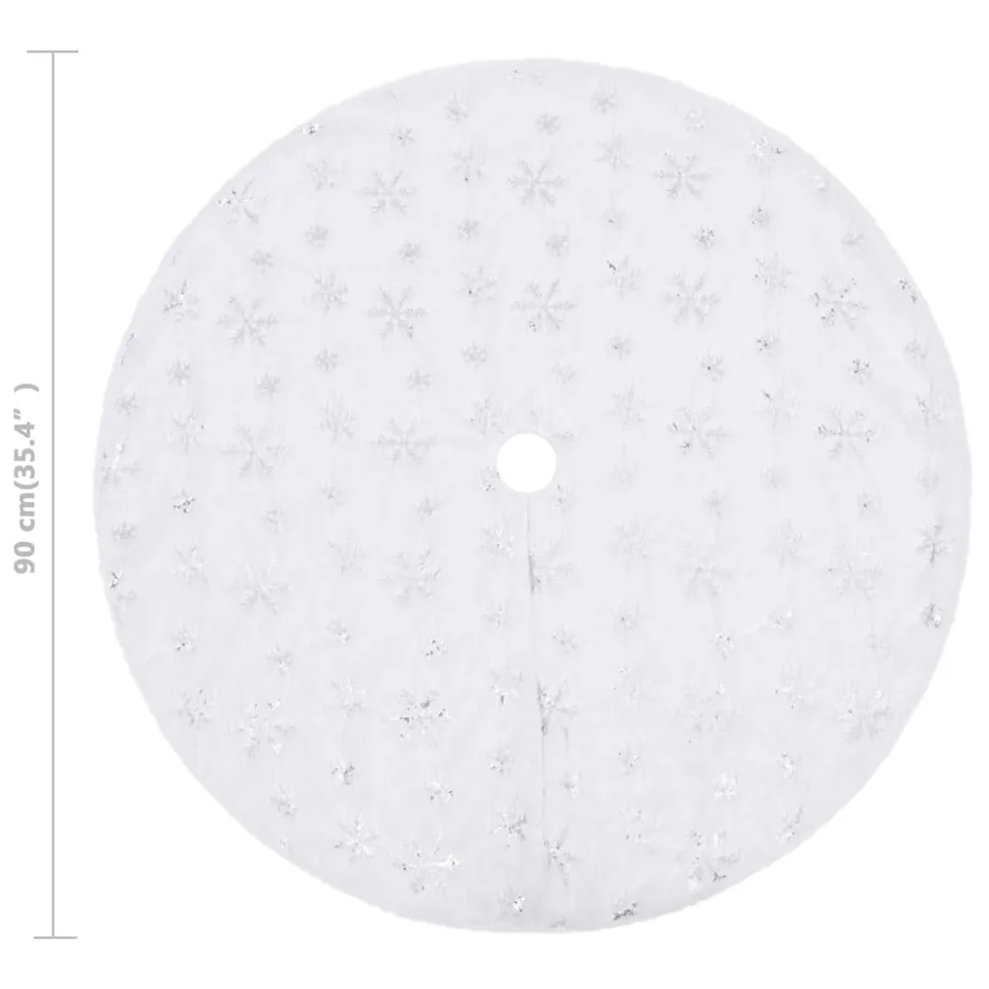 Jupe de sapin de Noël de luxe blanche 90 cm en fausse fourrure - 6