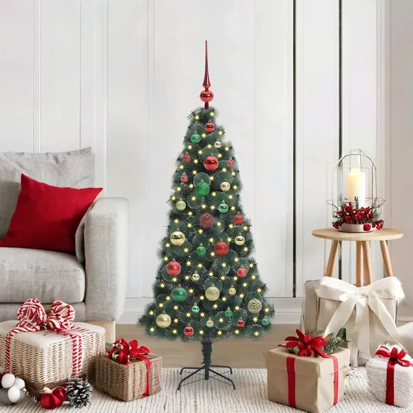 Arbre de Noël artificiel pré-éclairé avec ensemble de boules