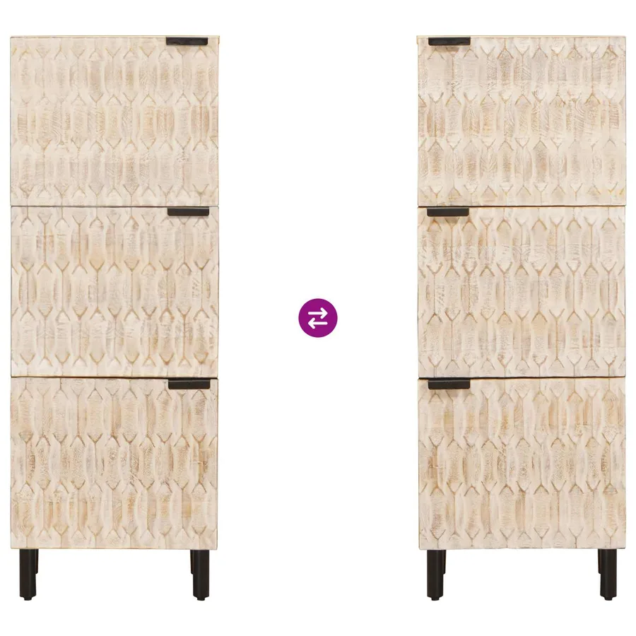Haut Armoire avec porte Finition Lavage Blanc 40 x 33 x 110 cm - 9