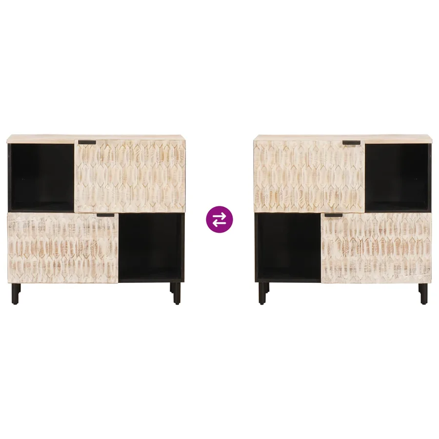 Buffet avec stockage Finition Lavage Blanc 80 x 33 x 75 cm - 10