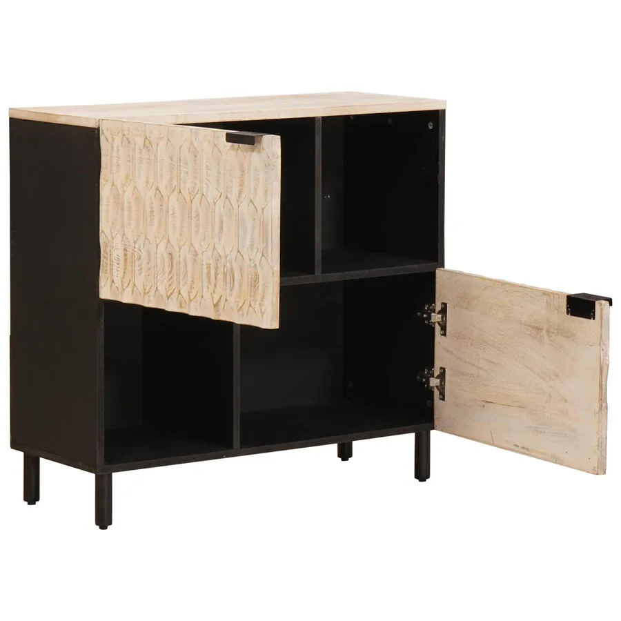 Buffet avec stockage Finition Lavage Blanc 80 x 33 x 75 cm - 2
