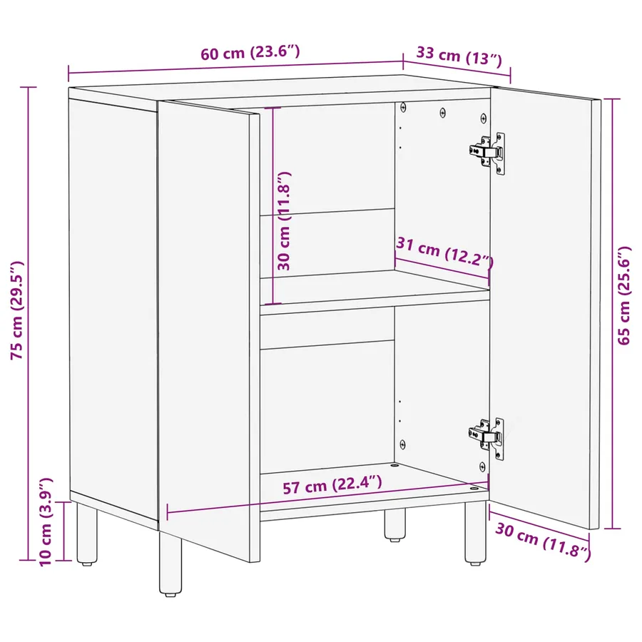 Buffet Finition Lavage Blanc 60 x 33 x 75 cm - 11