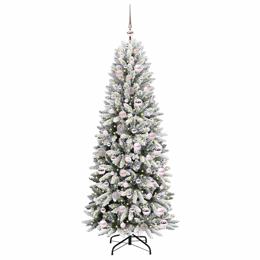 Sapin de Noël artificiel avec 300 LED avec support Blanc 180 cm - 3