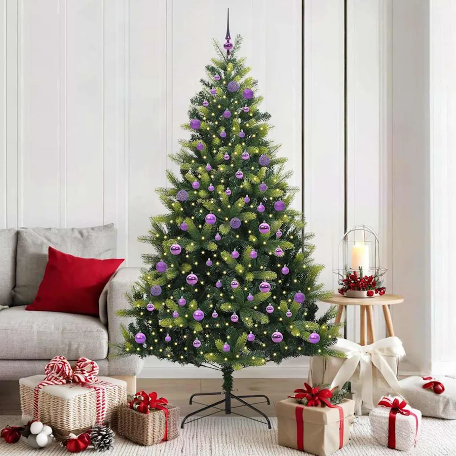 Arbre de Noël artificiel en silicone flexible 300 LEDs 180 cm