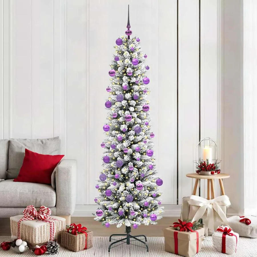 Sapin de Noël artificiel Blanc 210 cm PVC, métal et plastique