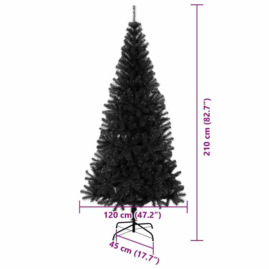 Sapin de Noël avec 300 LED avec support Noir 210 cm PVC - 15
