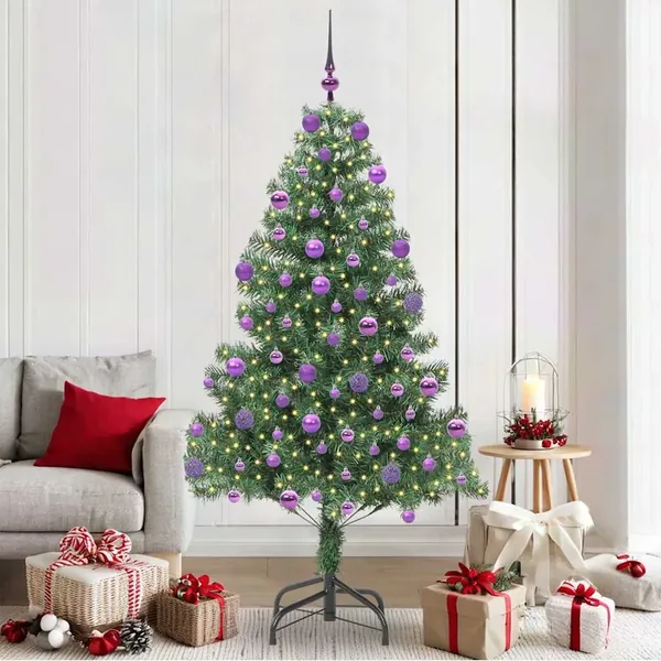 Sapin de Noël avec 300 LED avec support Vert 210 cm PVC