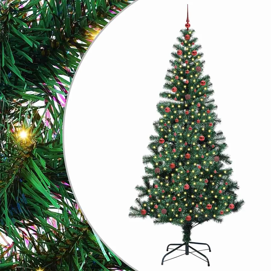 Sapin de Noël artificiel pré-éclairé Vert 240 cm PVC et métal - 2
