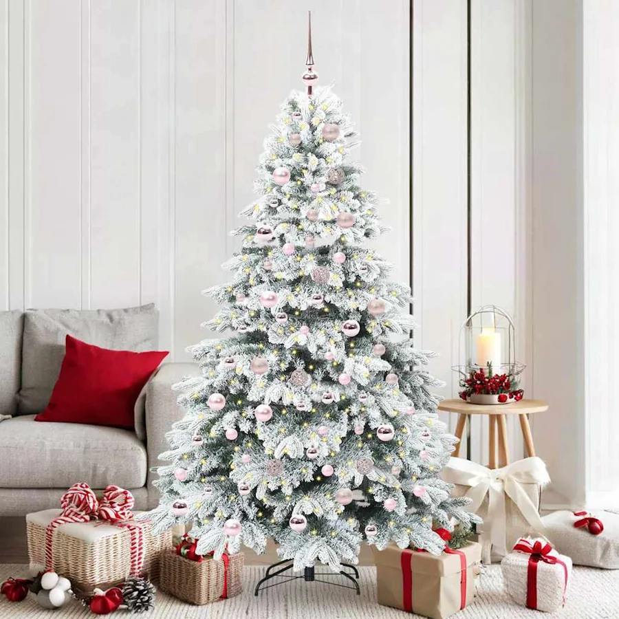 Sapin de Noël artificiel avec 300 LED Blanc 180 cm PE et PVC