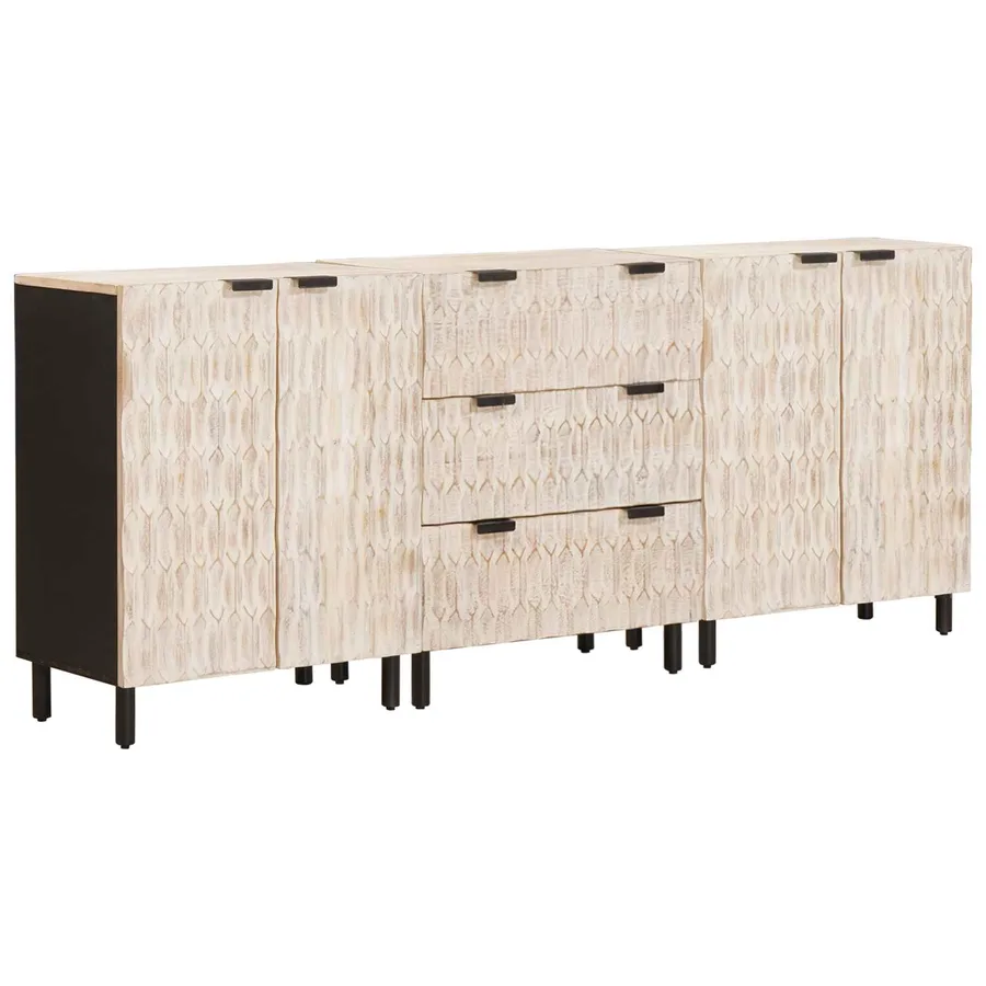 Buffet 3 pcs Finition Lavage Blanc 180 x 33 x 75 cm - 2