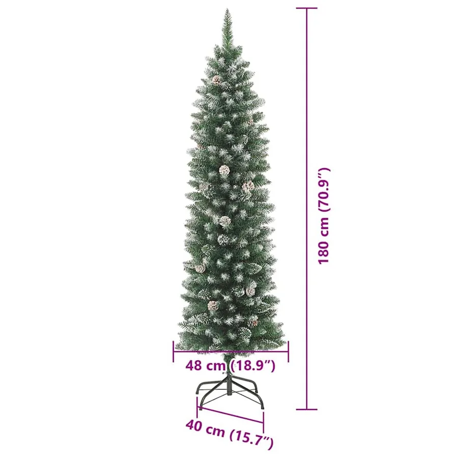 Arbre de Noël artificiel slim avec 300 LED Vert et blanc 180 cm - 16