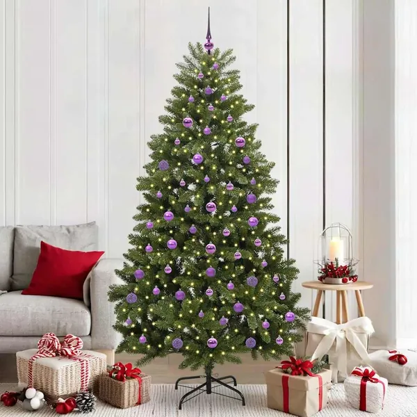 Sapin de Noël artificiel avec 300 LED Vert 210 cm PVC et métal