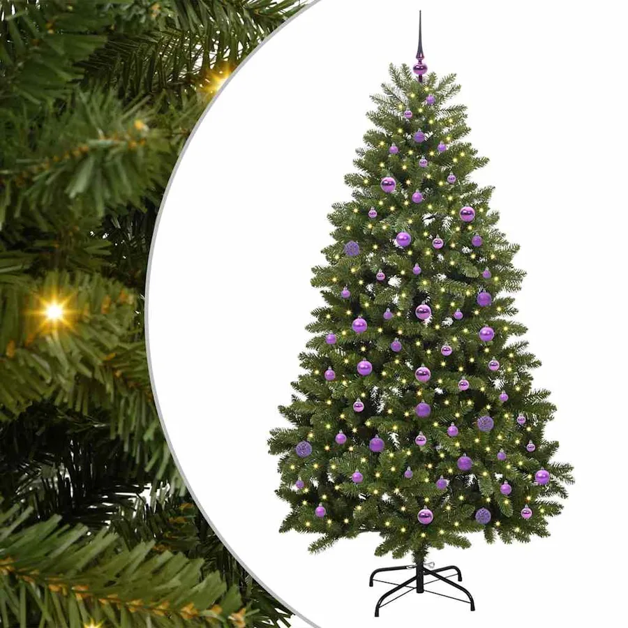 Sapin de Noël artificiel avec 300 LED Vert 210 cm PVC et métal - 2