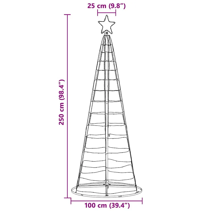 Arbre de Noël LED avec 390 LED Blanc chaud 250 cm Fer - 9