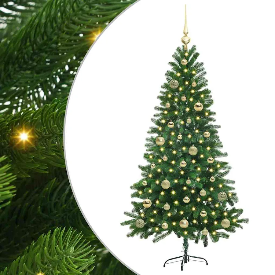 Sapin de Noël avec 150 LED avec support Vert 150 cm PE - 2