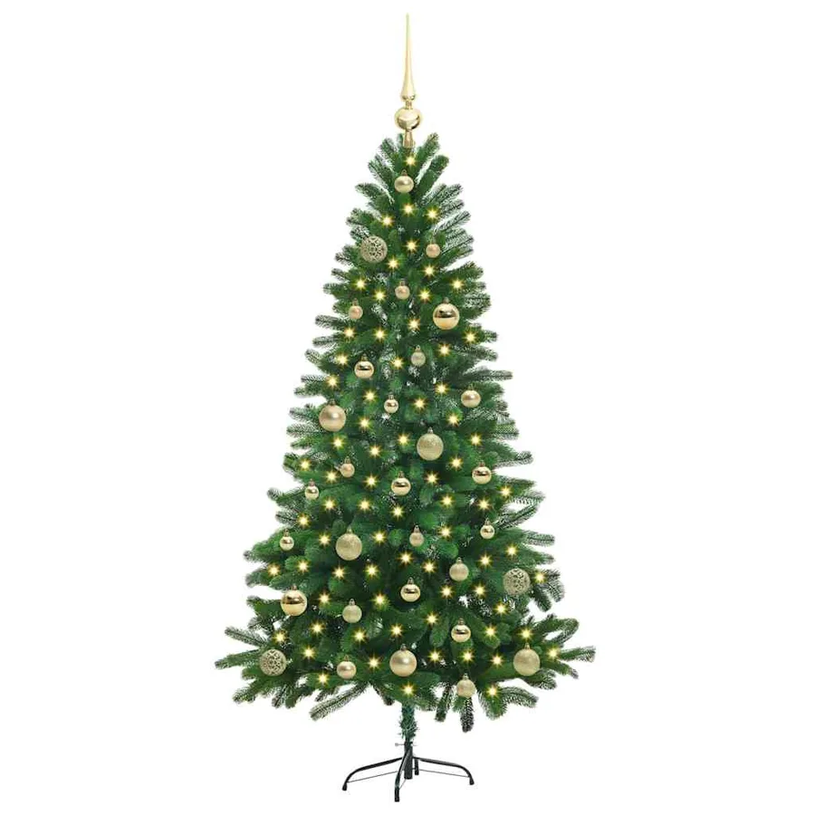 Sapin de Noël avec 150 LED avec support Vert 150 cm PE - 3