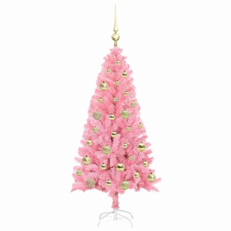 Sapin de Noël avec 150 LED avec support Rose 120 cm PVC - 4