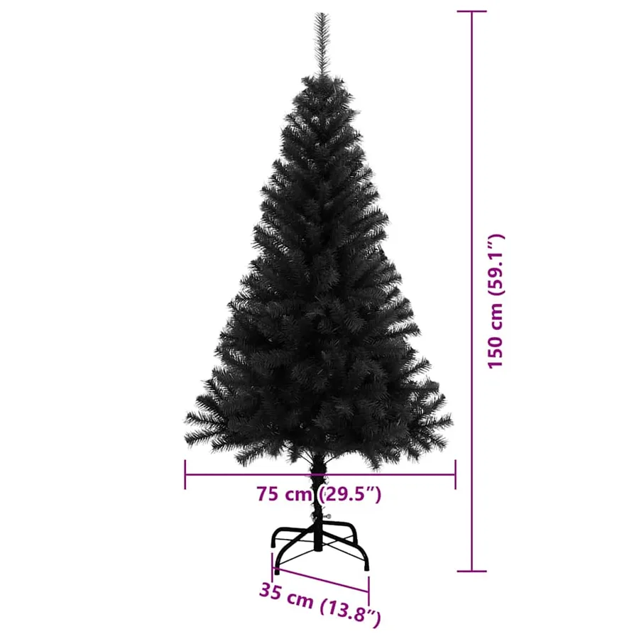 Sapin de Noël avec 150 LED avec support Noir 150 cm PVC - 15