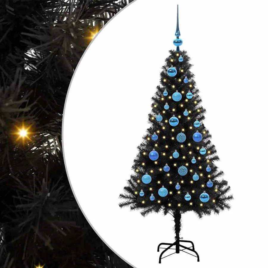 Sapin de Noël avec 150 LED avec support Noir 150 cm PVC - 2