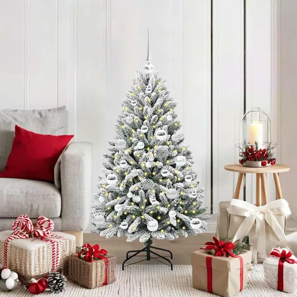 Sapin de Noël artificiel Vert et blanc 120 cm PVC et métal