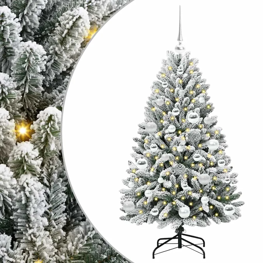 Sapin de Noël artificiel Vert et blanc 120 cm PVC et métal - 2