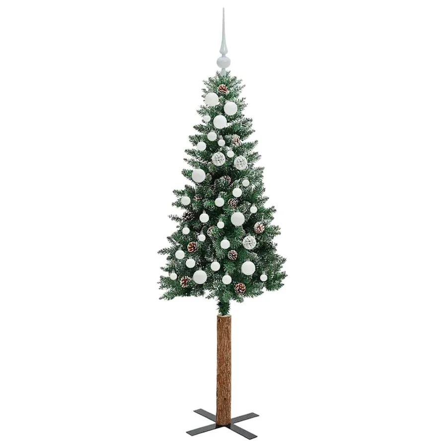 Sapin de Noël mince Vert 150 cm PVC et bois de pin massif - 4