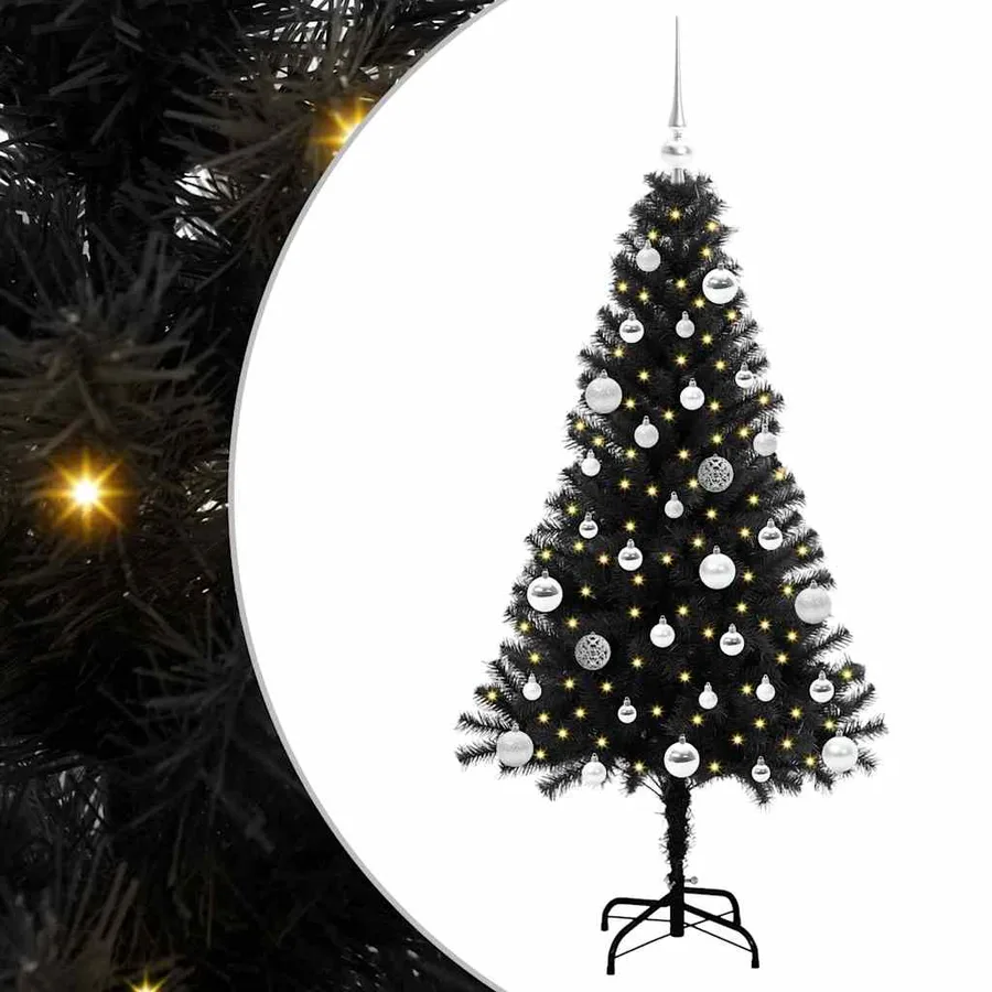 Sapin de Noël avec 150 LED avec support Noir 150 cm PVC - 2