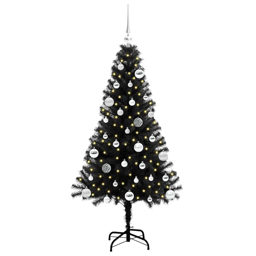 Sapin de Noël avec 150 LED avec support Noir 150 cm PVC - 3