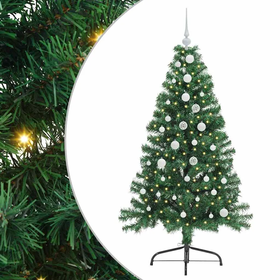 Sapin de Noël artificiel pré-éclairé Vert 150 cm PVC - 2