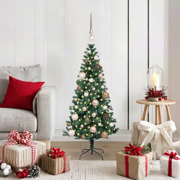 Sapin de Noël artificiel pré-éclairé Vert 120 cm PVC et métal