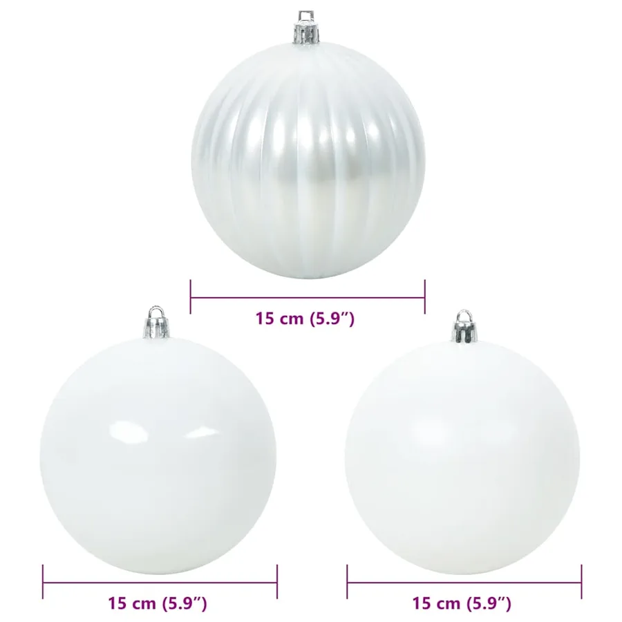 Ensemble de Boules de Noël XL 9 pcs Blanc Ø 15 cm Plastique LED - 5