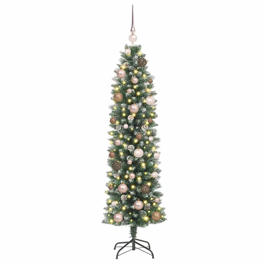 Arbre de Noël artificiel slim avec 150 LED Vert et blanc 150 cm - 3