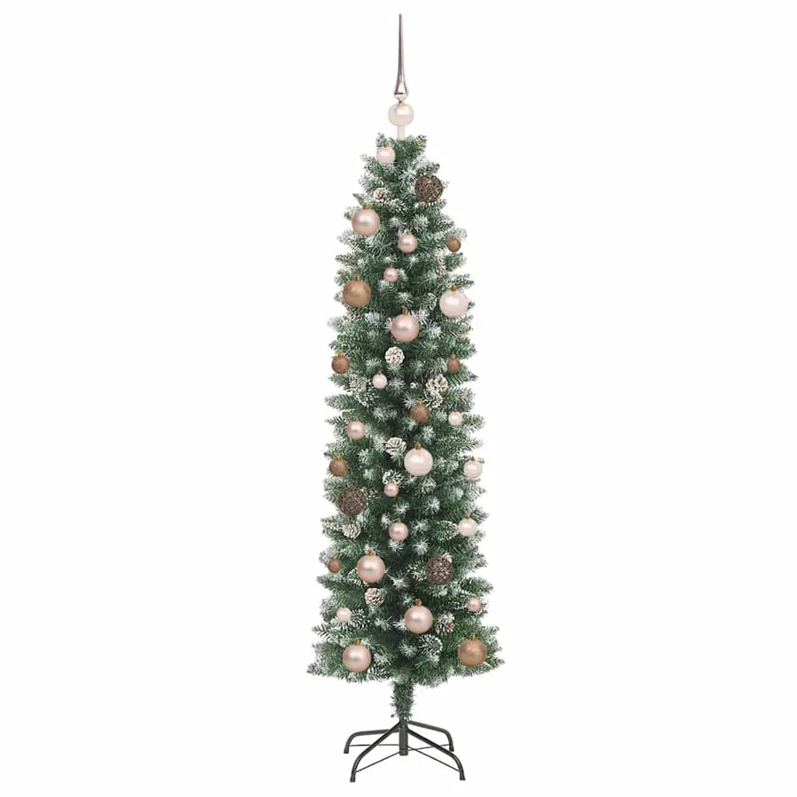Arbre de Noël artificiel slim avec 150 LED Vert et blanc 150 cm - 4