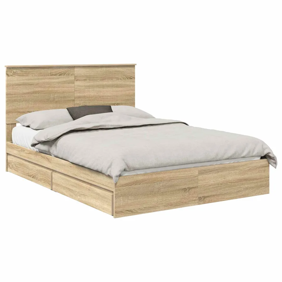 Lit de Rangement Chêne Sonoma 140 x 190 cm Bois d'ingénierie - 2