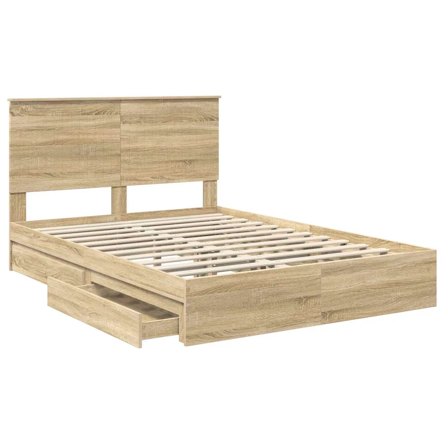Lit de Rangement Chêne Sonoma 140 x 190 cm Bois d'ingénierie - 5