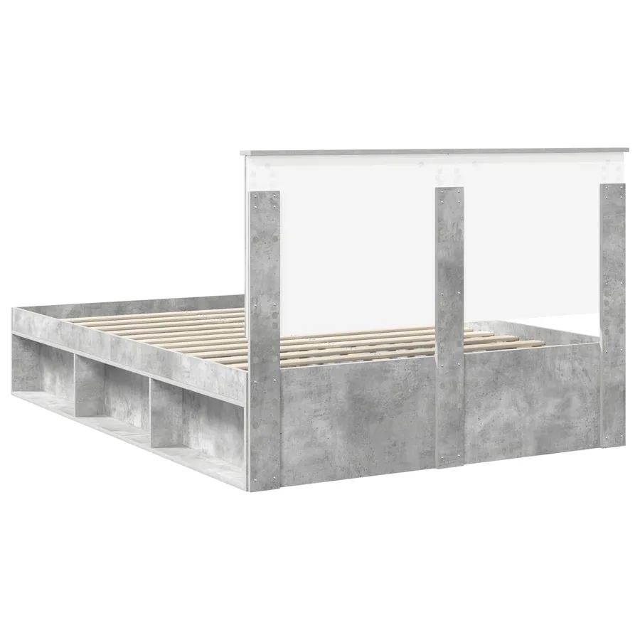 Cadre de lit Béton 140 x 190 cm Bois de pin massif - 9