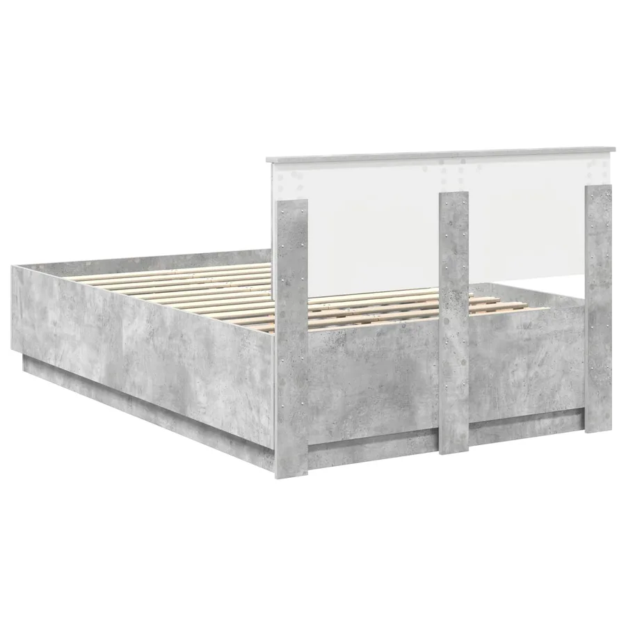 Cadre de lit Gris béton 120 x 190 cm Bois d'ingénierie - 9