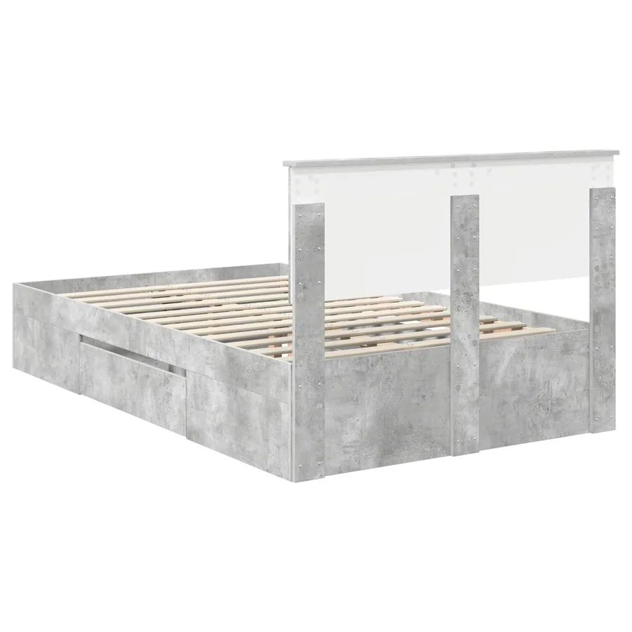 Cadre de lit Gris béton 120 x 200 cm Bois d'ingénierie - 10