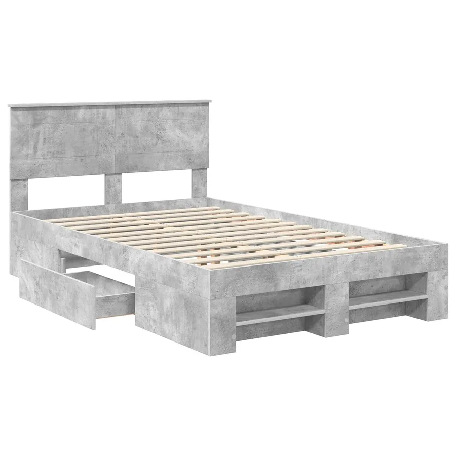 Cadre de lit Gris béton 120 x 200 cm Bois d'ingénierie - 5
