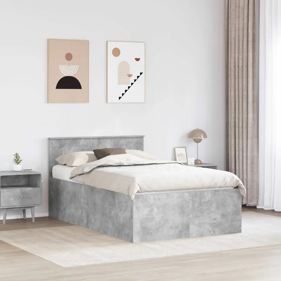 Cadre de lit Gris béton 120 x 190 cm Bois d'ingénierie - 3