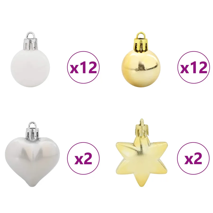 Ensemble de Boules de Noël 40 pcs Blanc et or Plastique - 5