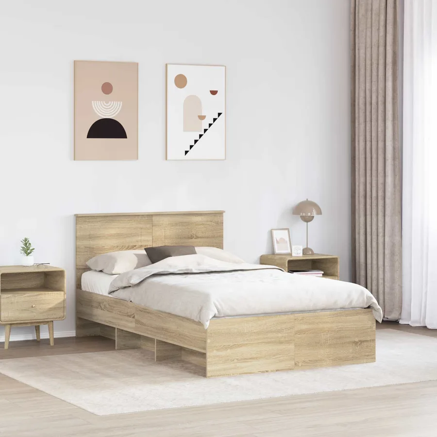 Cadre de lit Chêne Sonoma 120 x 123 cm Bois d'ingénierie - 3