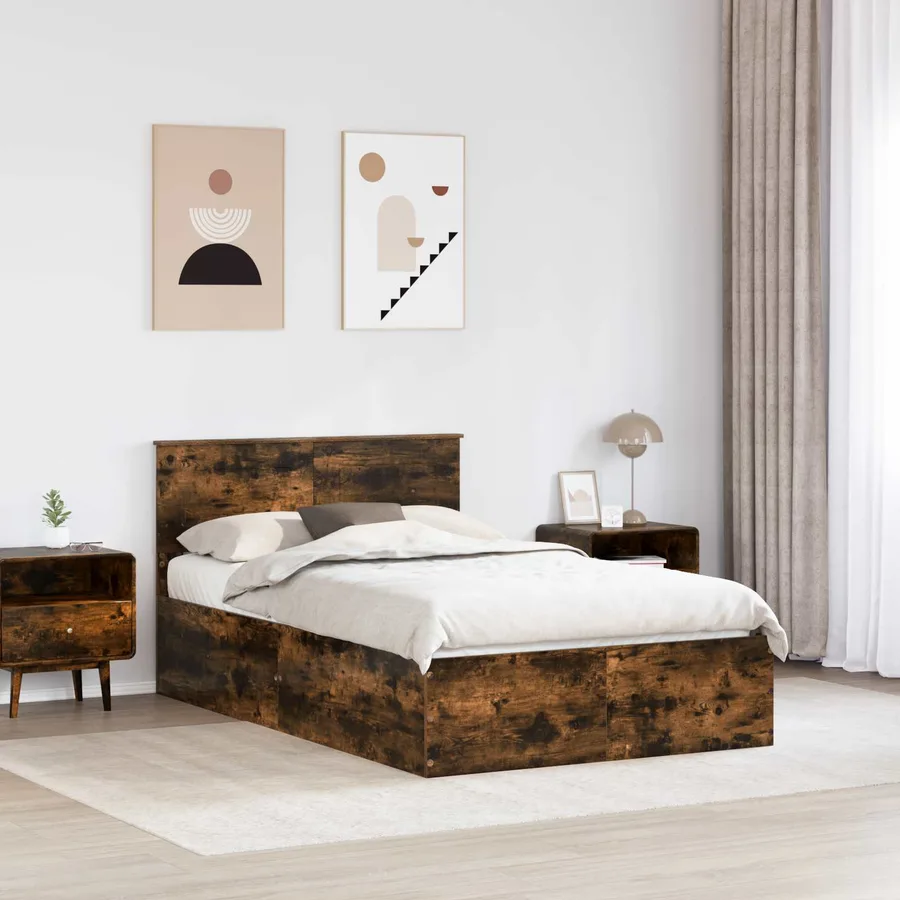 Cadre de lit Chêne fumé 120 x 190 cm Bois d'ingénierie - 3